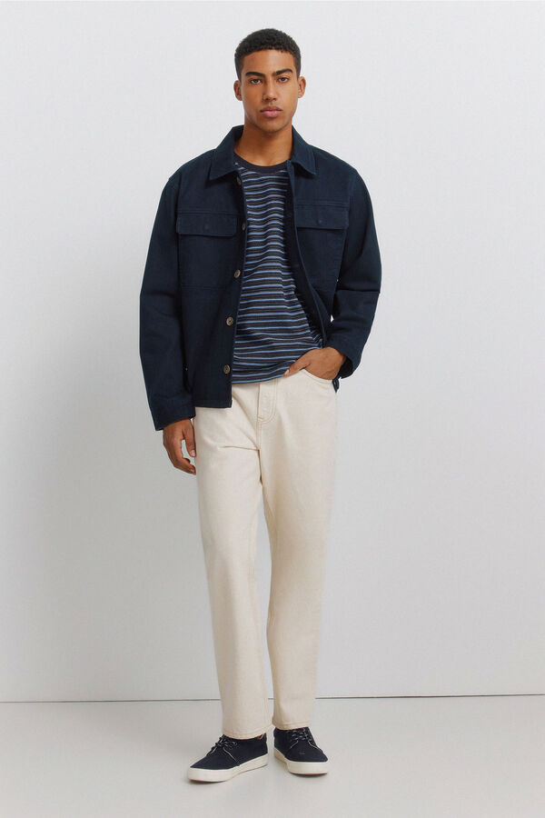 Springfield Prugasta majica od pikea Plava