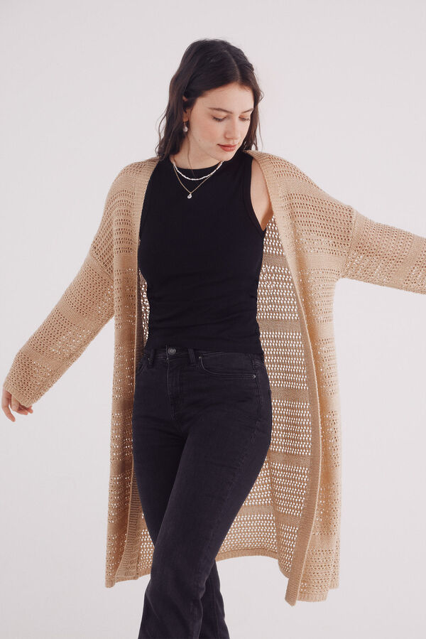 Springfield Lange Strickjacke aus Lurex-Strick Nude