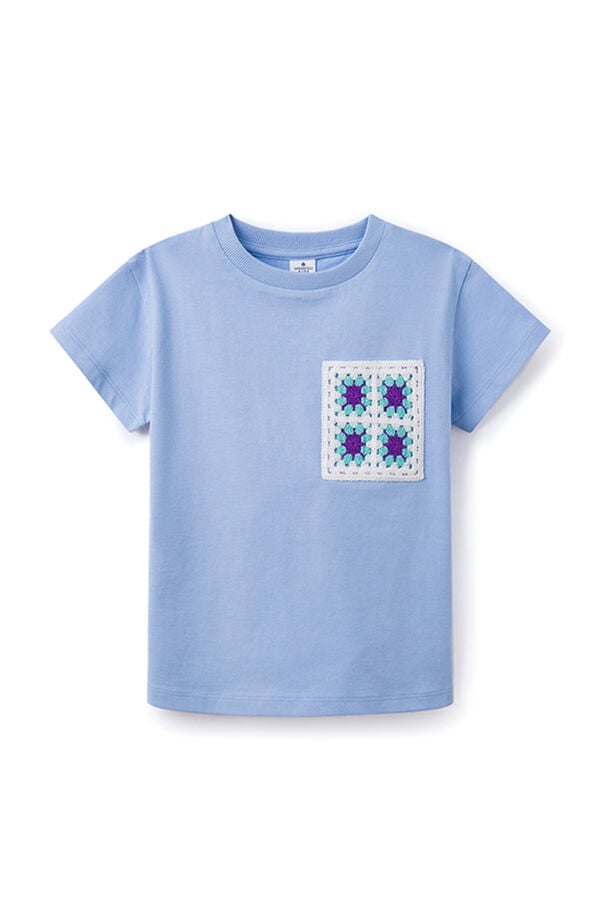 Springfield T-shirt bolso crochet menina azul indigo
