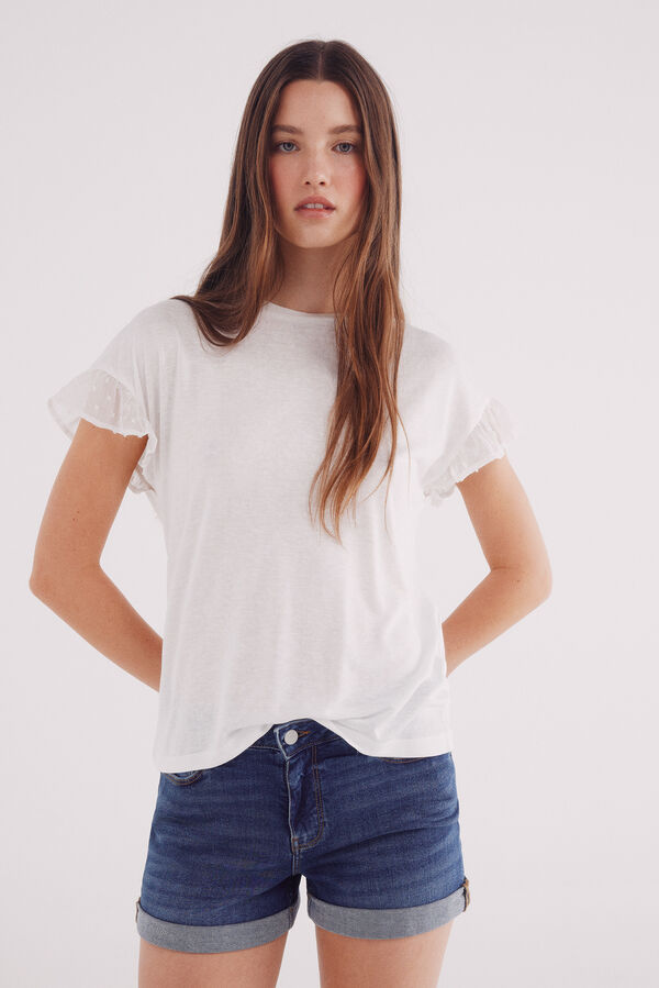 Springfield manche -shirt volant plumetis imprim&eacute;