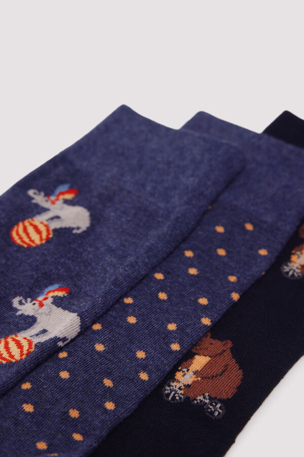 Springfield Paket od 3 cirkuske pamučne čarape Plava