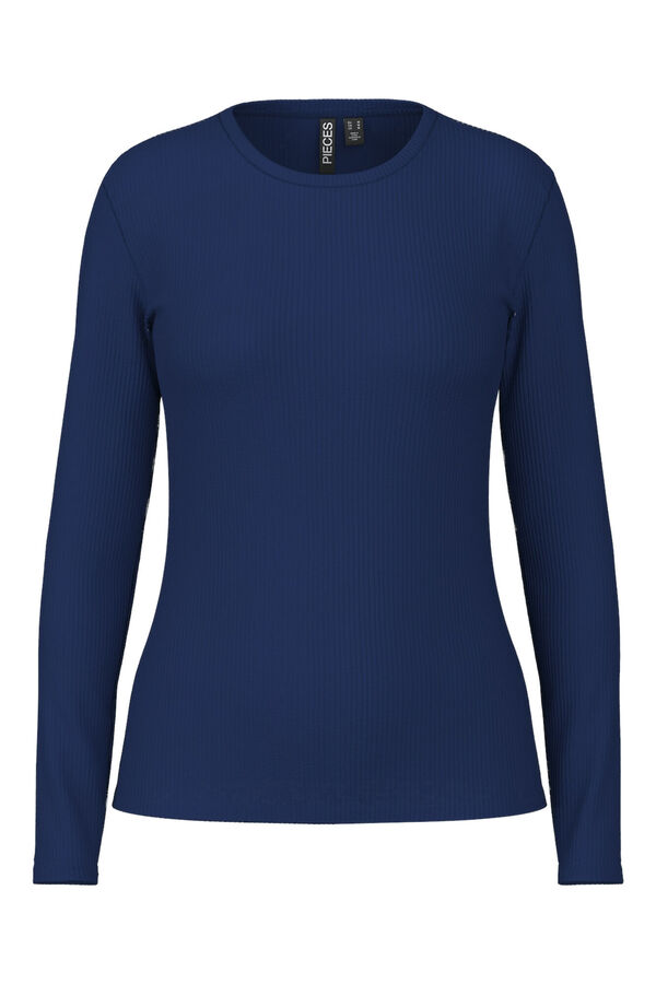 Pieces T-shirt riscas manga comprida azul
