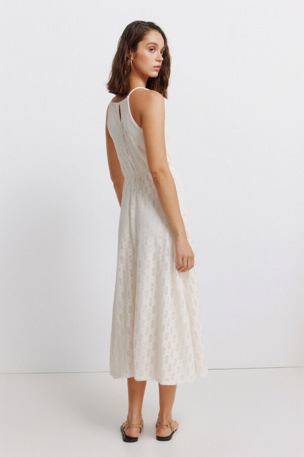 Springfield Vestido midi halter bordado blanco