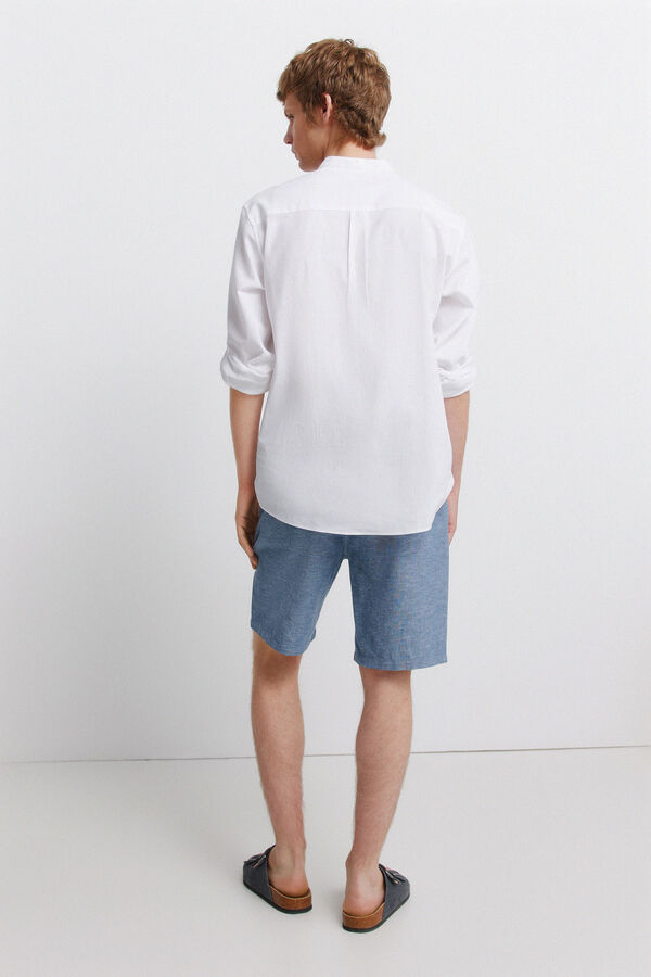 Springfield Bermude od lana, udobne, slim fit Plava