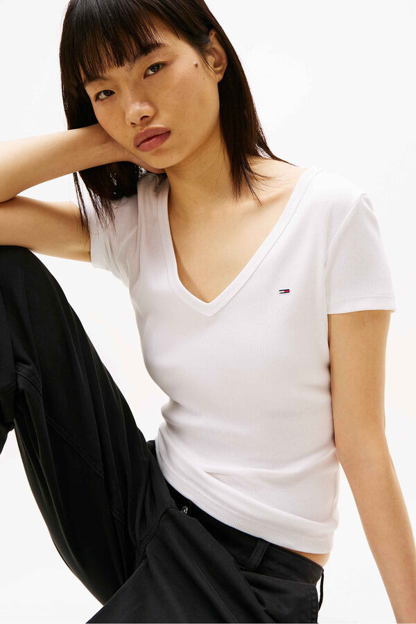 Tommy Jeans Camiseta slim de manga corta blanco