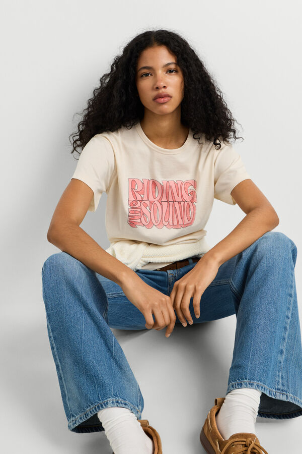 Pepe Jeans T-shirt de manga curta com estampado gr&aacute;fico bege