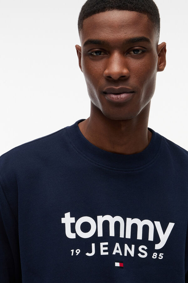 Tommy Jeans Camisola de gola redonda com gr&aacute;fico azul