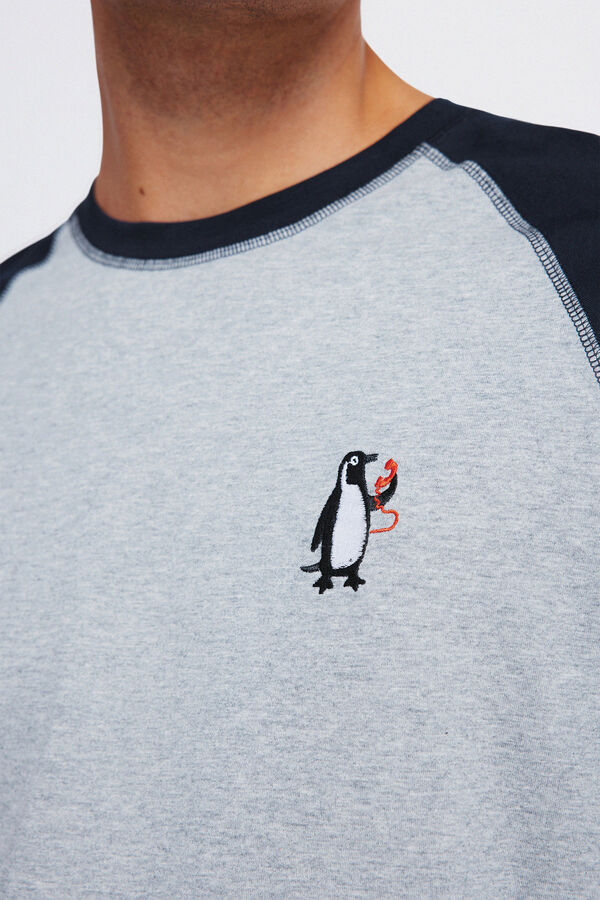 Springfield Duga pidžama sa kariranim pantalone Plava