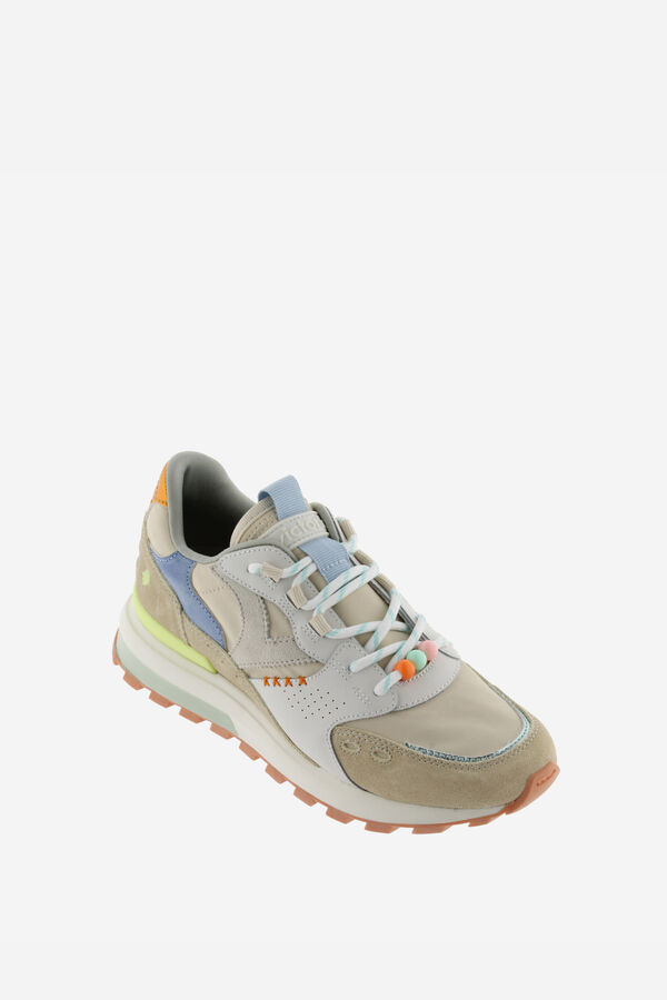 Victoria Zapatillas de nylon Victoria Luna con piezas de color y serraje y suela dentada beige
