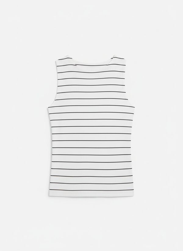 Springfield Pamučni top bez rukava sa okruglom kragnom Bež