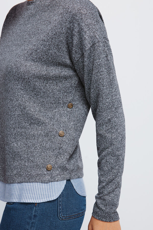 Springfield Kombinovana majica sa bočnim dugmići Siva