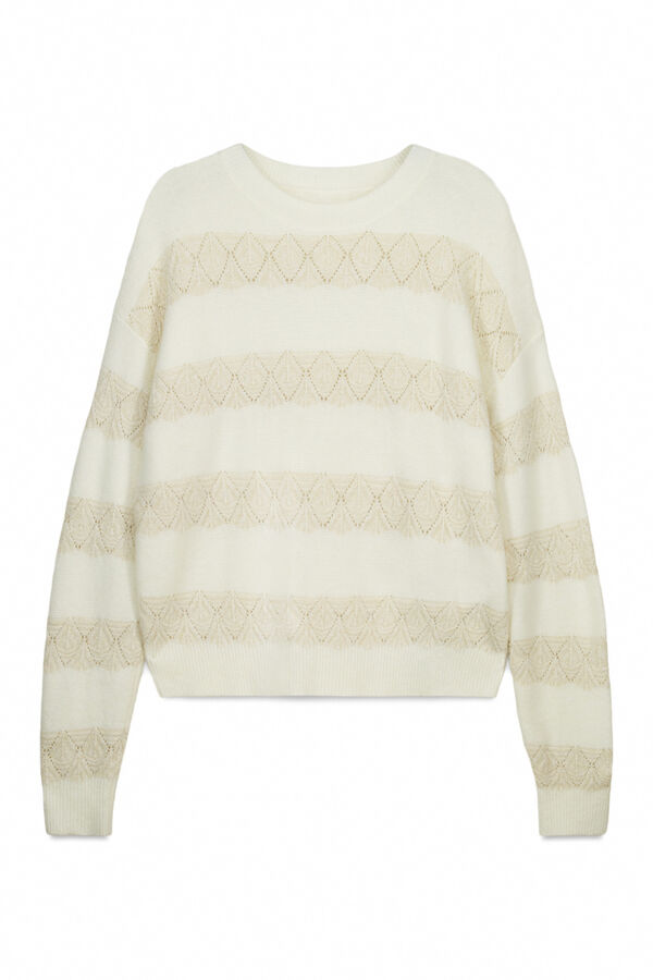 Springfield Džemper pointelle pruge lurex Bež