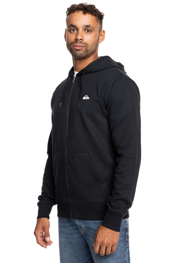 Quiksilver Basic Zip - Sweatshirt com capuz para homem com fecho-&eacute;clair preto