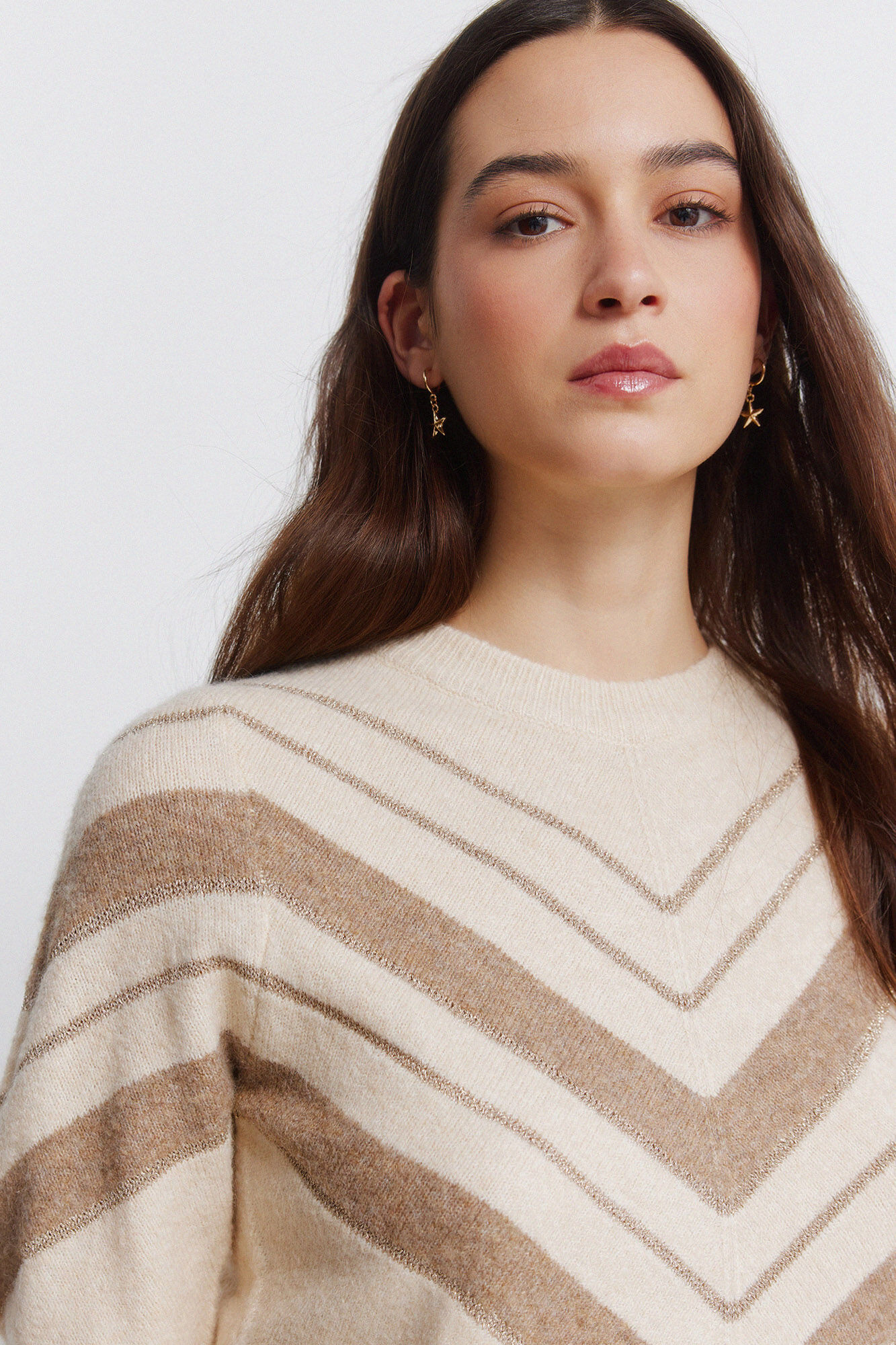 Springfield Džemper sa lureksom i &scaron;evronskim printom