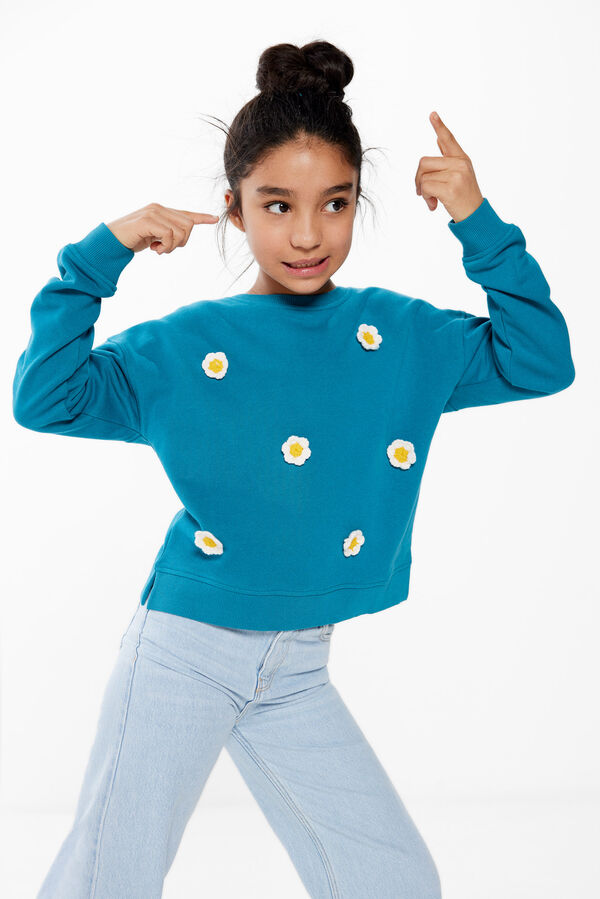 Springfield Lány virágos pulóver szürke