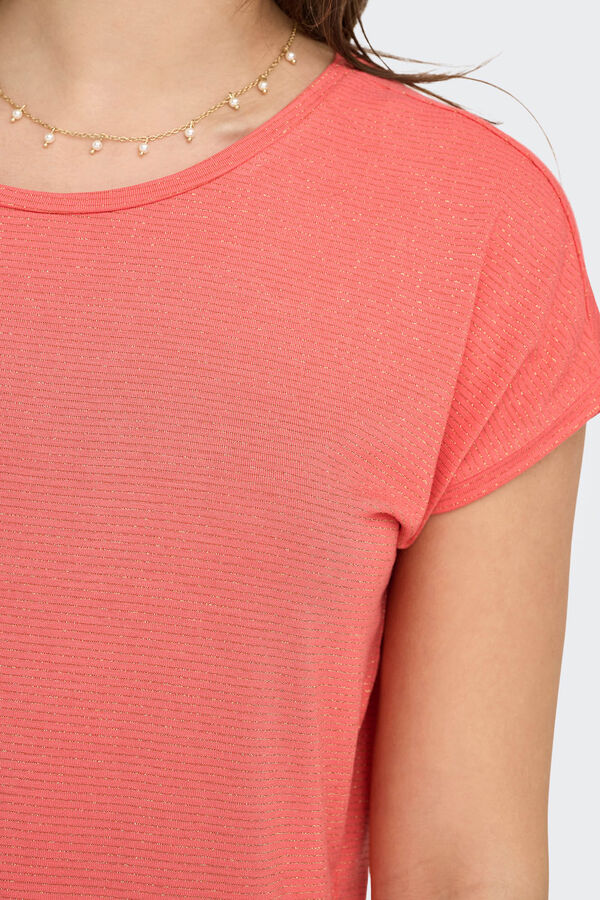 Only Camiseta regular fit glitter rosa