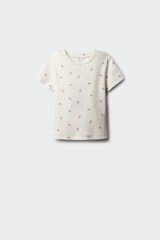 Springfield Kids Majica kratkih rukava sa rebrastim dezenom i jagodama za devojčice Bež