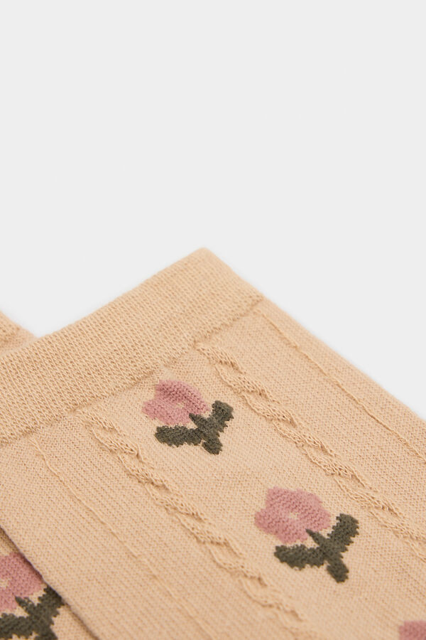 Springfield Long vertical floral socks nude