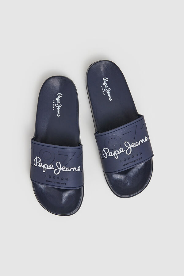 Springfield Flip-Flops Slider mit Relief-Logo | Pepe Jeans blau