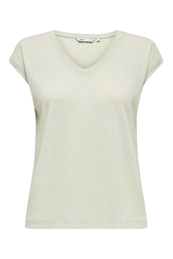 Only Camiseta manga corta de lurex kaki