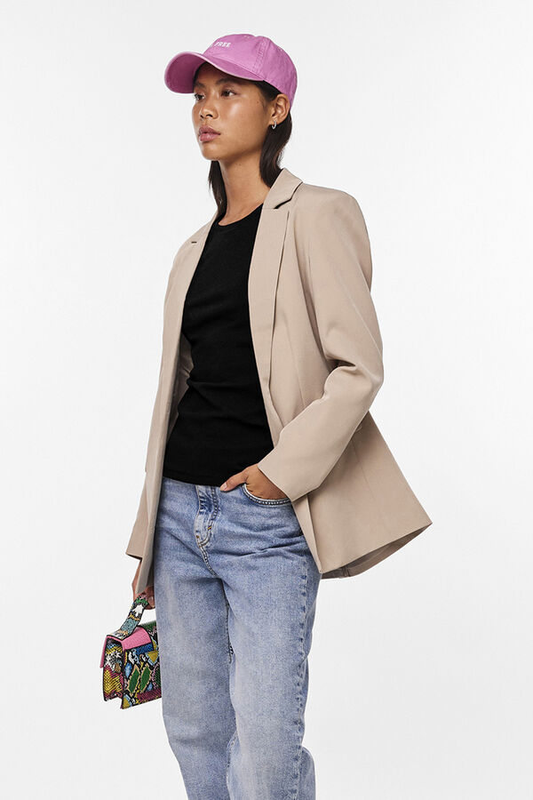 Pieces T-shirt canelada de manga comprida preto