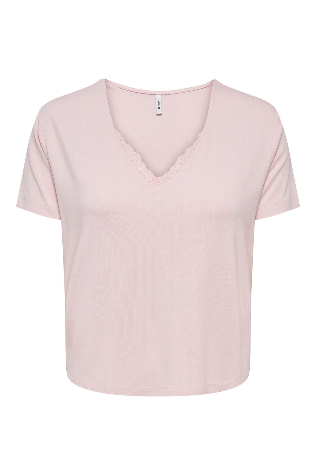Only T-shirt de renda de manga curta