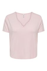 Only Camiseta encaje manga corta rosa
