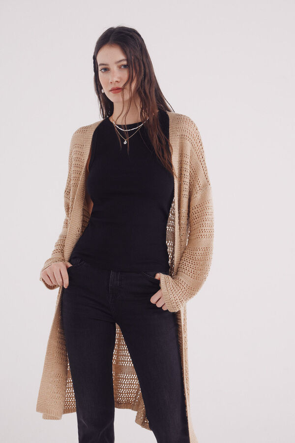 Springfield Lange Strickjacke aus Lurex-Strick Nude