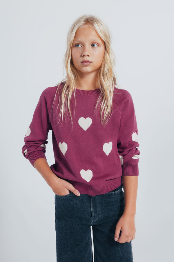 Springfield Kids Djevojački pulover sa srcima Ružičasta