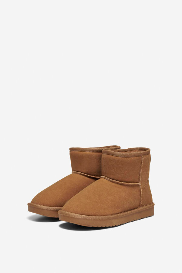 Only Botines de antelina forrados con pelo tostado