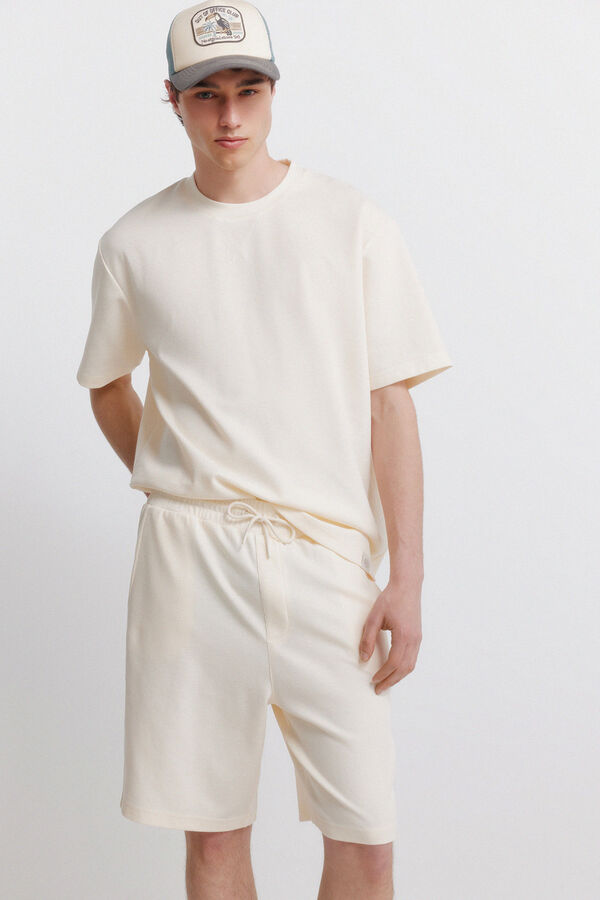 Springfield Bermude od vafl tkanja Bež