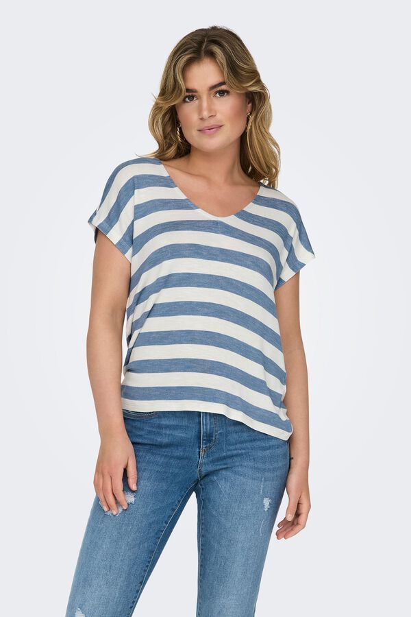 Only Camiseta ligera de rayas azul