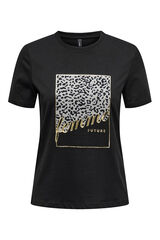 Only Camiseta animal print manga corta negro