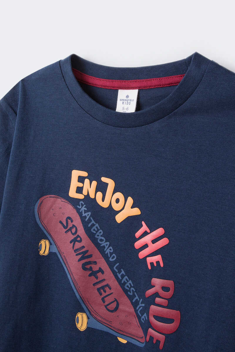 Springfield T-shirt print skate menino azulado