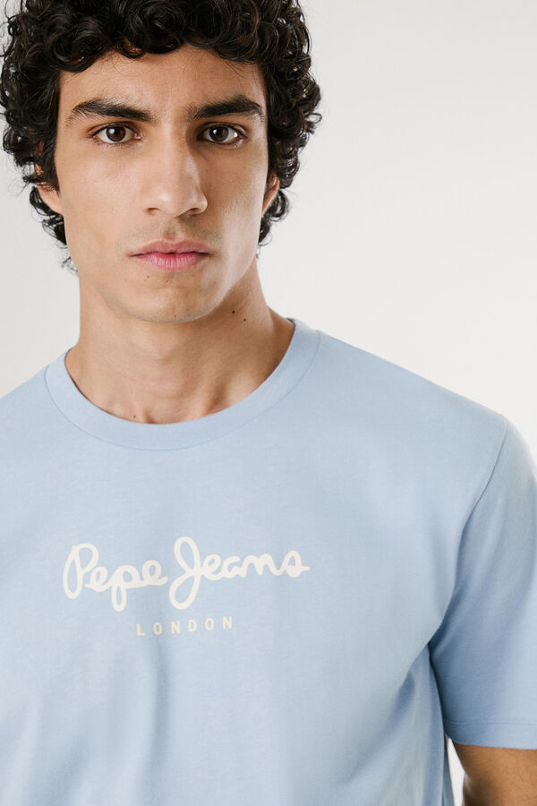 Pepe Jeans Camiseta de manga corta con logo frontal. azul