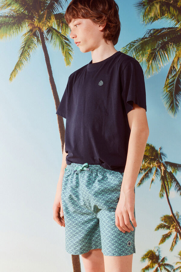 Springfield Kids Dečiji kupaći kostim sa ribicama Zelena