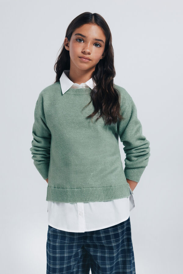 Springfield Kids Blusa tipo camisa para menina. verde