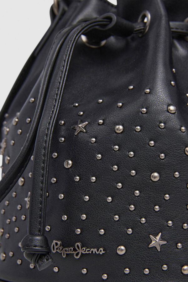 Pepe Jeans Bolsa balde com efeito de couro preto