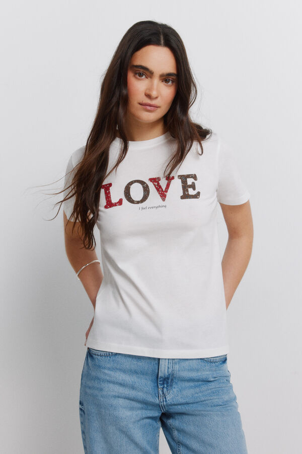 Springfield Majica od pamuka sa printom Bež