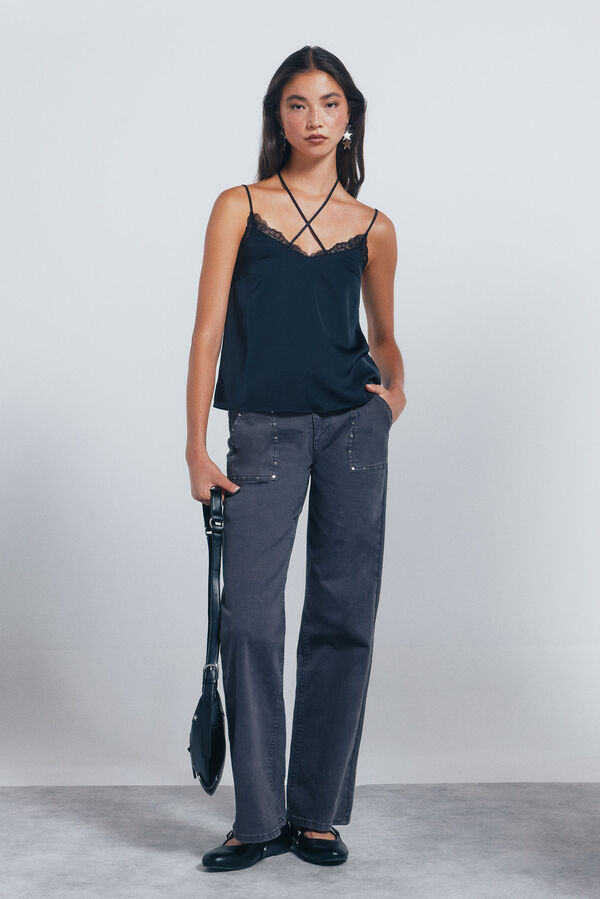 Springfield Top lencero puntilla negro