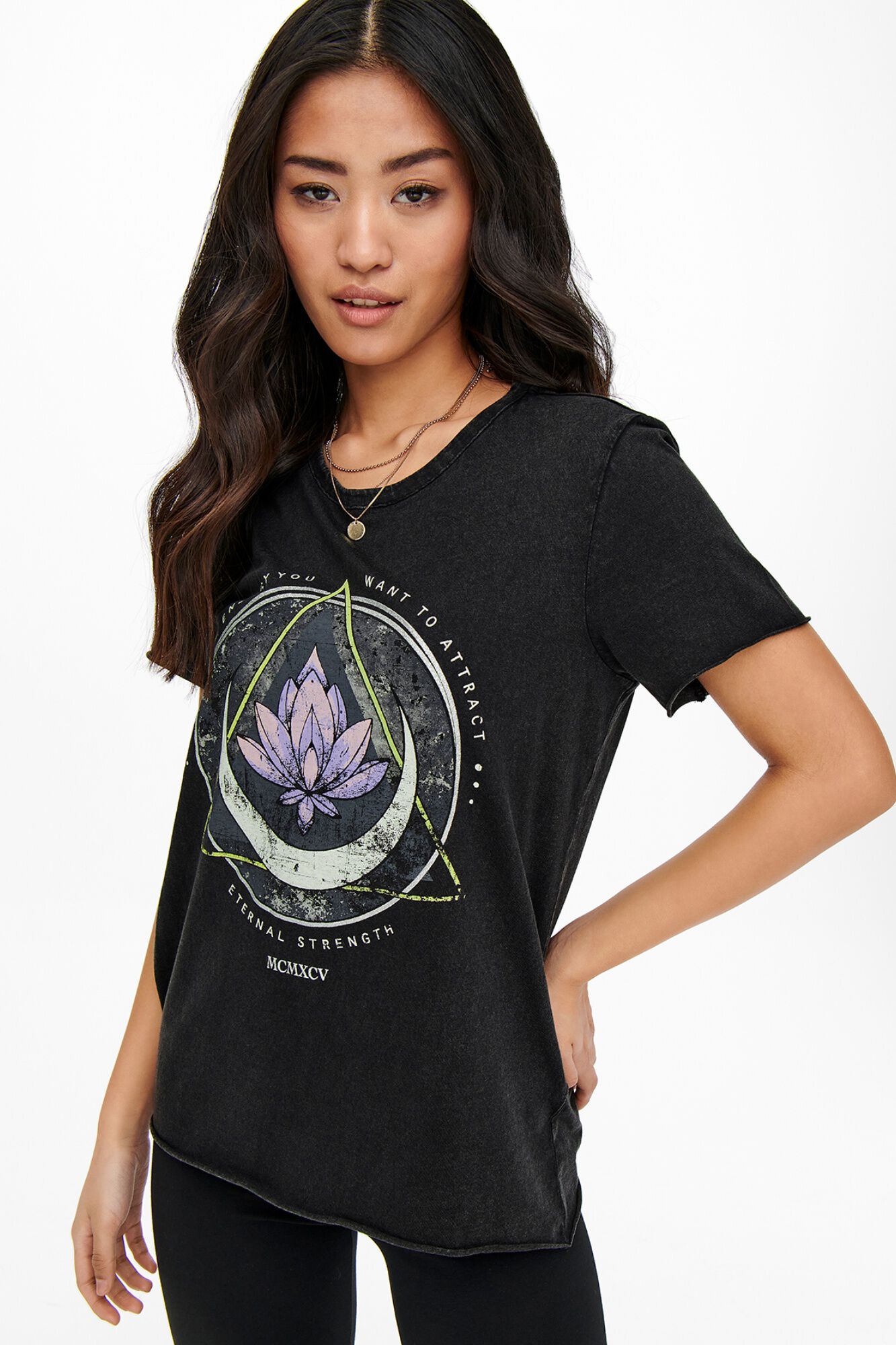Only T-shirt de manga curta estampada