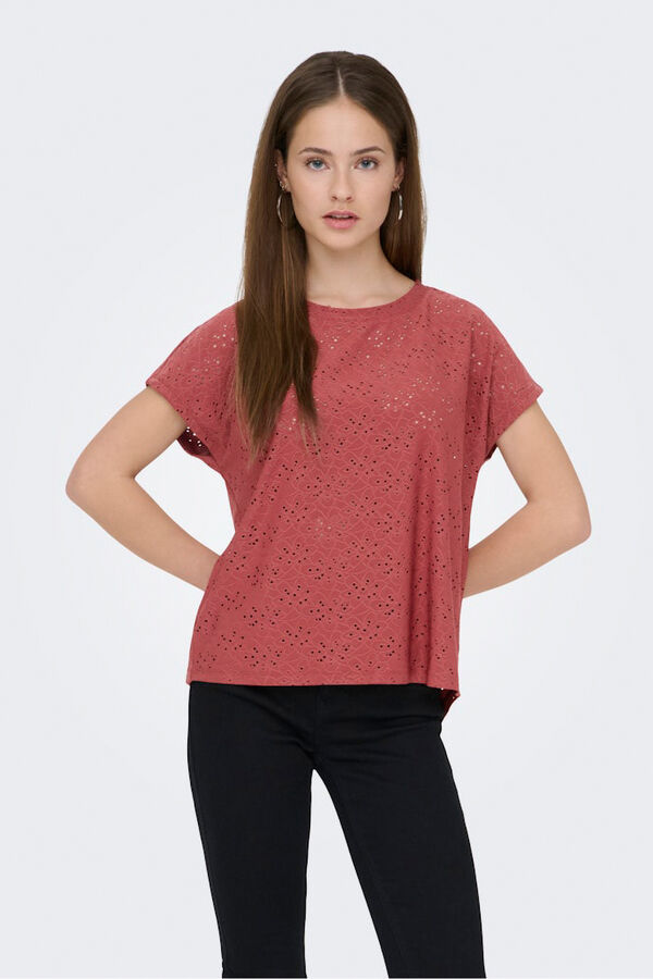 Only T-shirt regular fit manga curta vermelho