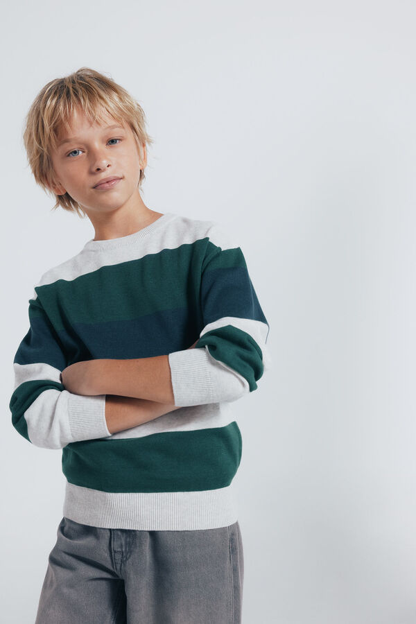 Springfield Kids Basic striped sweater for boys Zelena