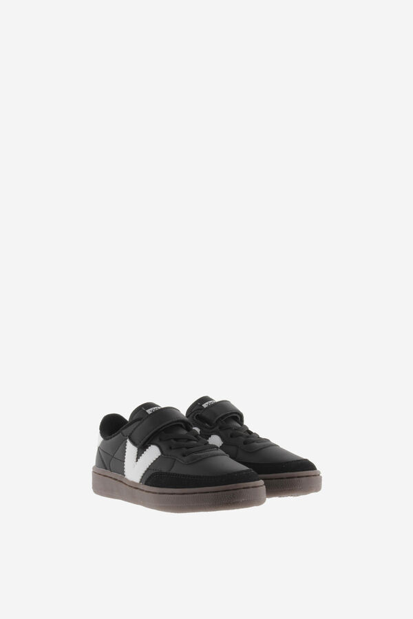 Victoria Zapatillas efecto piel contraste negro