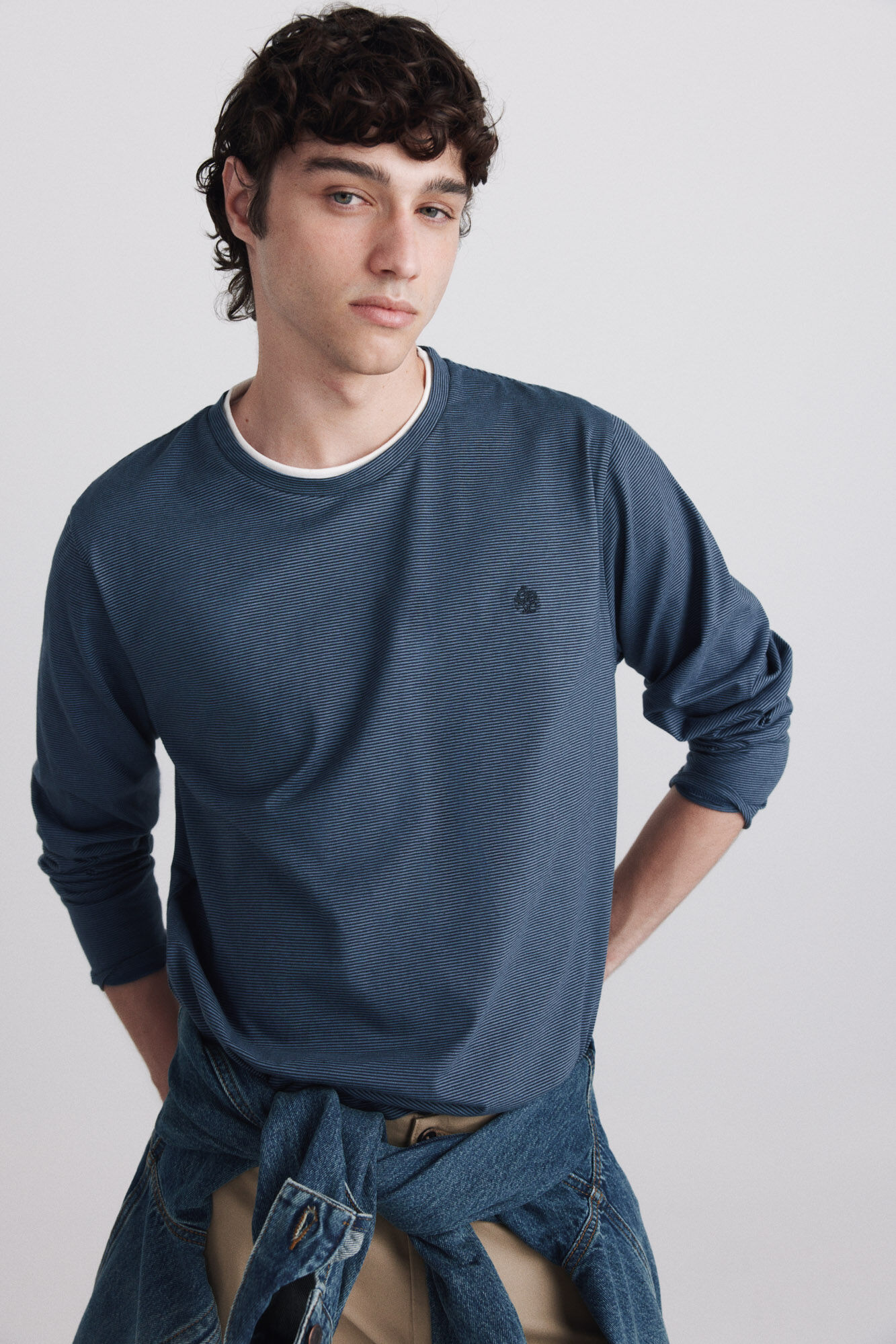 Springfield Camiseta manga larga doble cuello raya