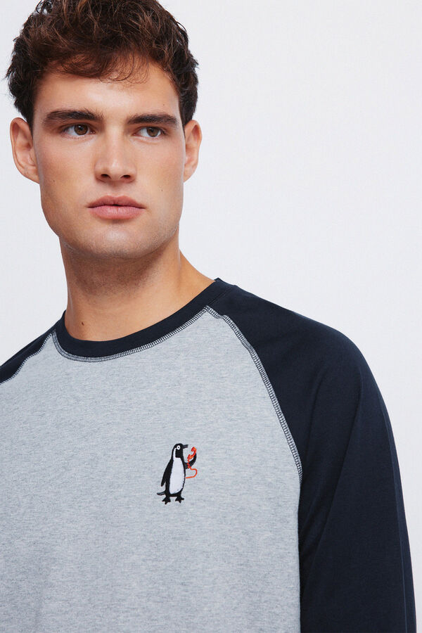 Springfield Duga pidžama sa kariranim pantalone Plava