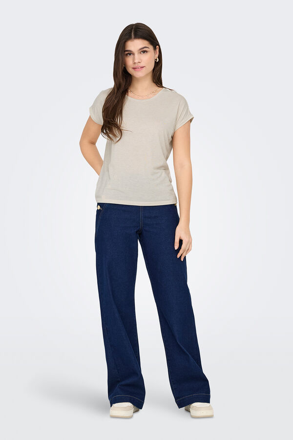 Only Camiseta regular fit glitter blanco