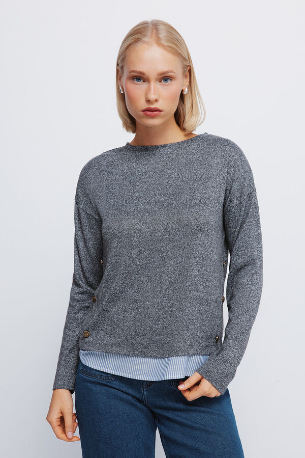 Springfield Kombinovana majica sa bočnim dugmići Siva