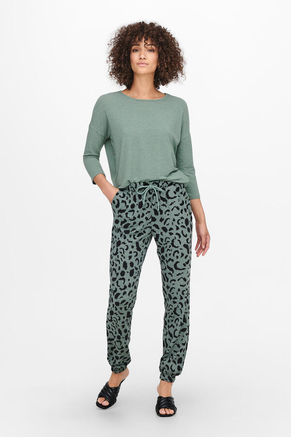 Only Flowy stockings sleeve T-shirt  green