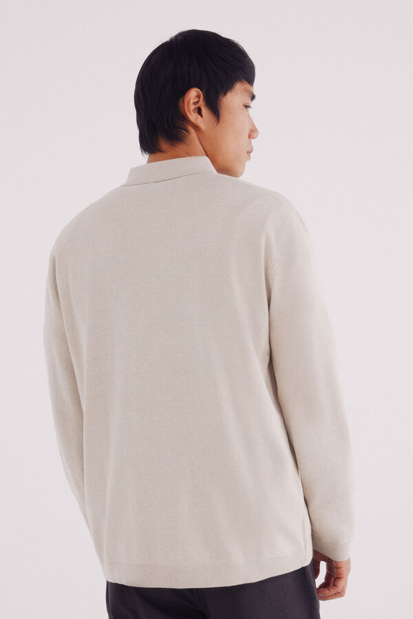 Springfield Džemper sa polo kragnom i rajsferšlusom Braon